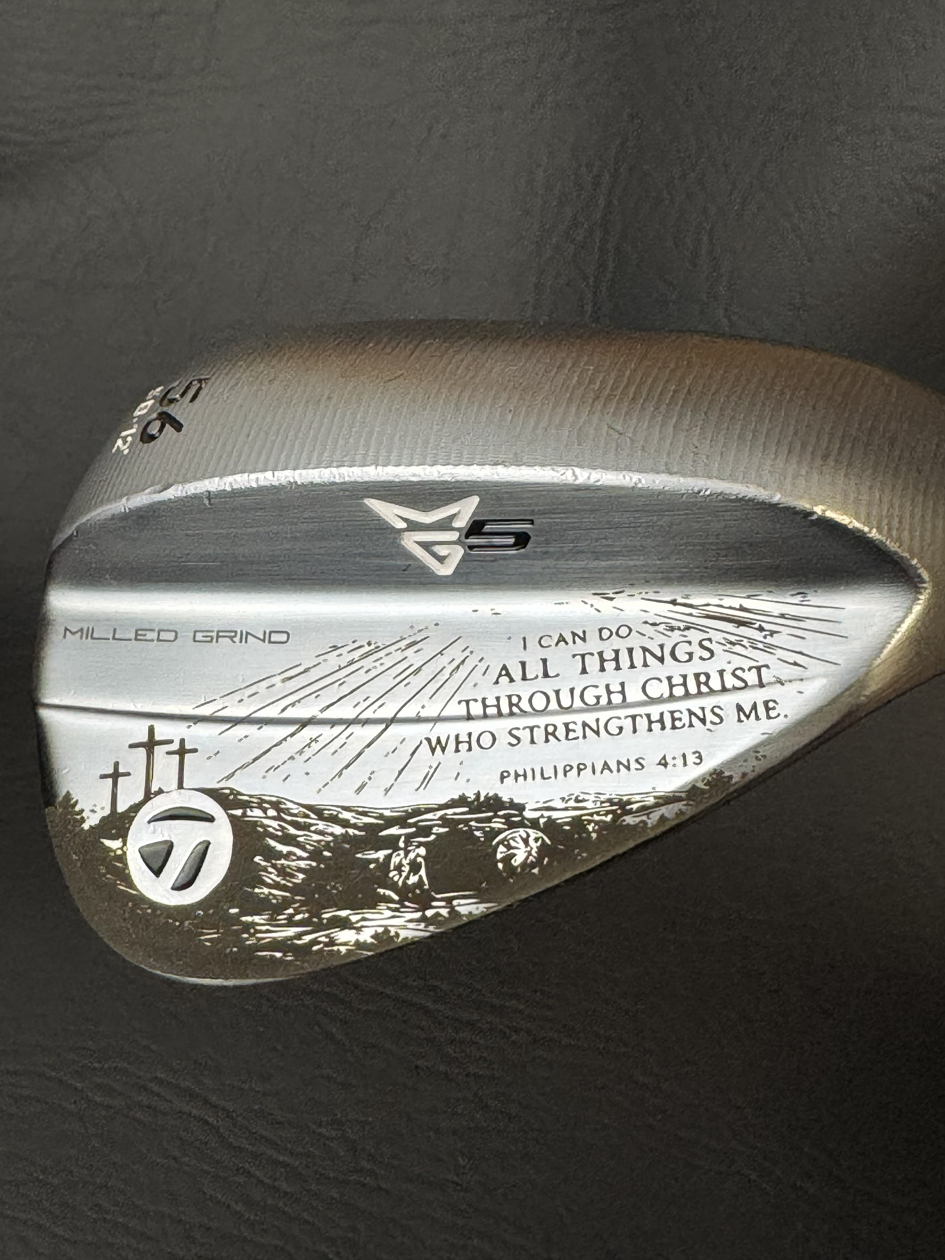 Philippians 4:13 faith-inspired custom golf wedge engraving